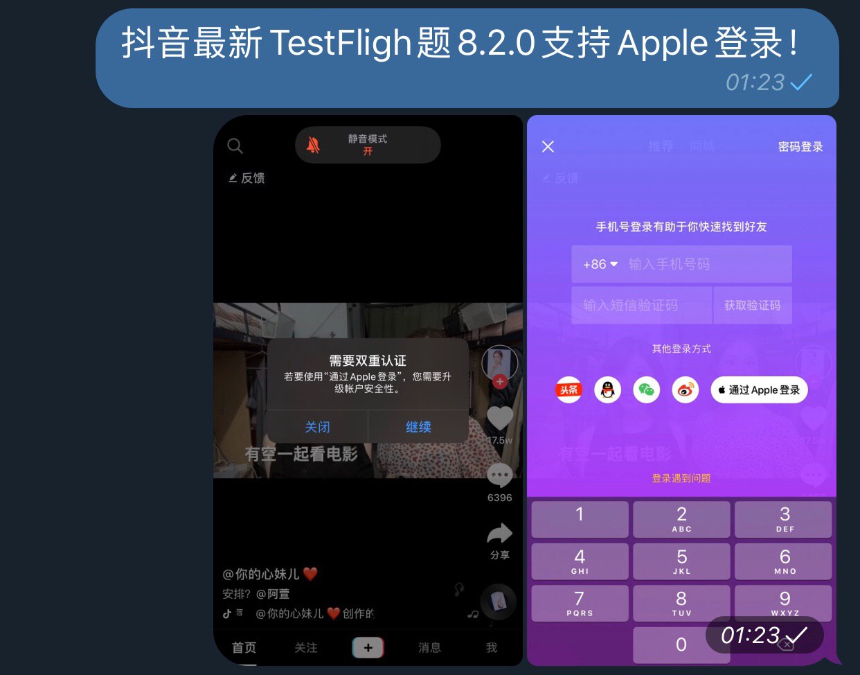 抖音支持Apple 登陆