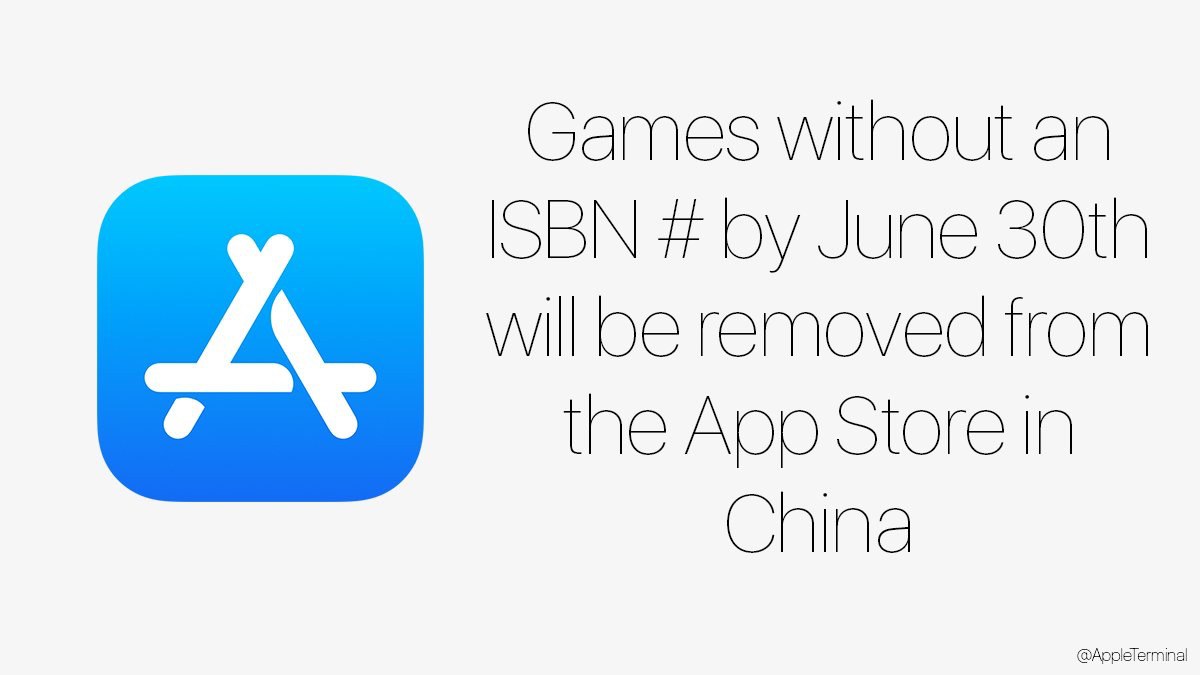 2020年6月30日前尚未注册ISBN号的App Store游戏将从中国区App Store中删除。