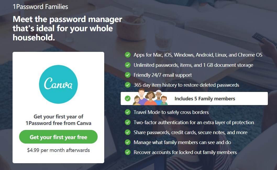 1Password 家庭免费领取又开始了 https://1password.com/promo/canva/