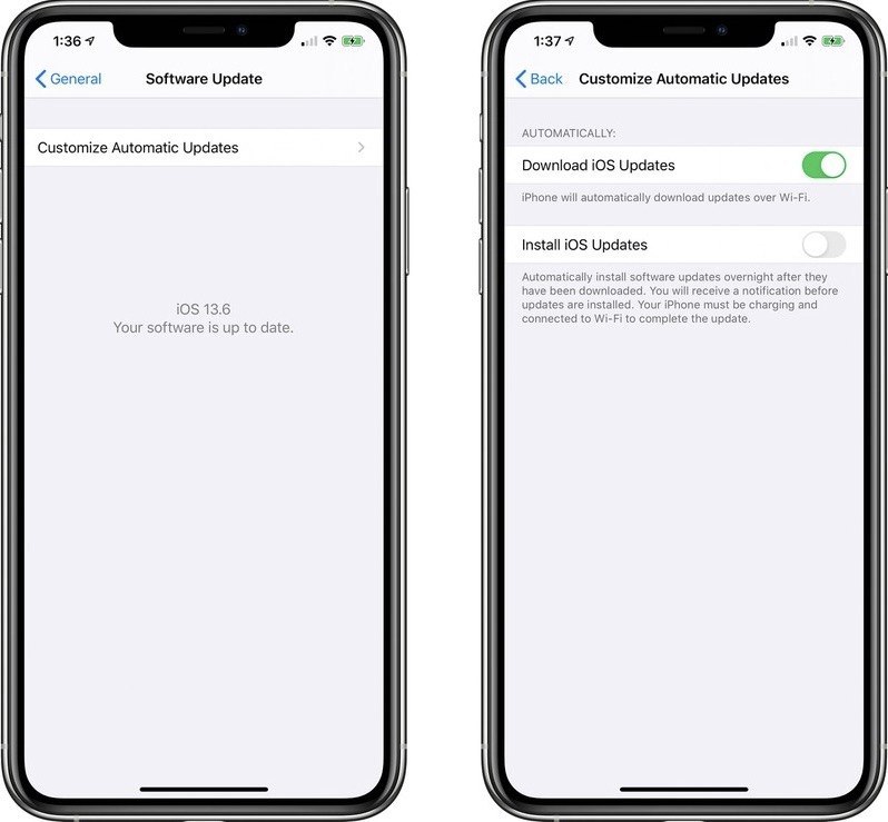 iOS 13.6 新功能:可关闭iOS更新自动下载 在最新测试版中,苹果调整了自动更新功能,用户现在可以选择关闭 iO…